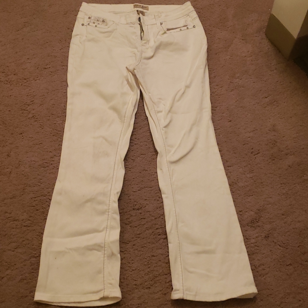 White embellished jeans